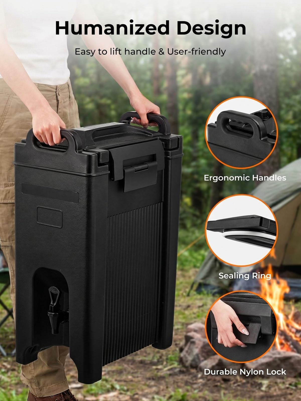 Insulated Beverage Dispenser 5 Gal, Commercial Hot/Cold Drink Dispenser for Coffee Shop, Large Parties, Church Gatherings, Camping, Heavy Duty Beverage Cooler with Faucet for Outdoor (No Electricity)