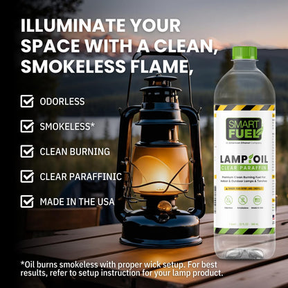 SMART FUEL ETHANOL Paraffin Oil Lamp Fuel - Clear, 32 fl oz, Smokeless, Odorless, Indoor Use, Model 030-FG-201-012