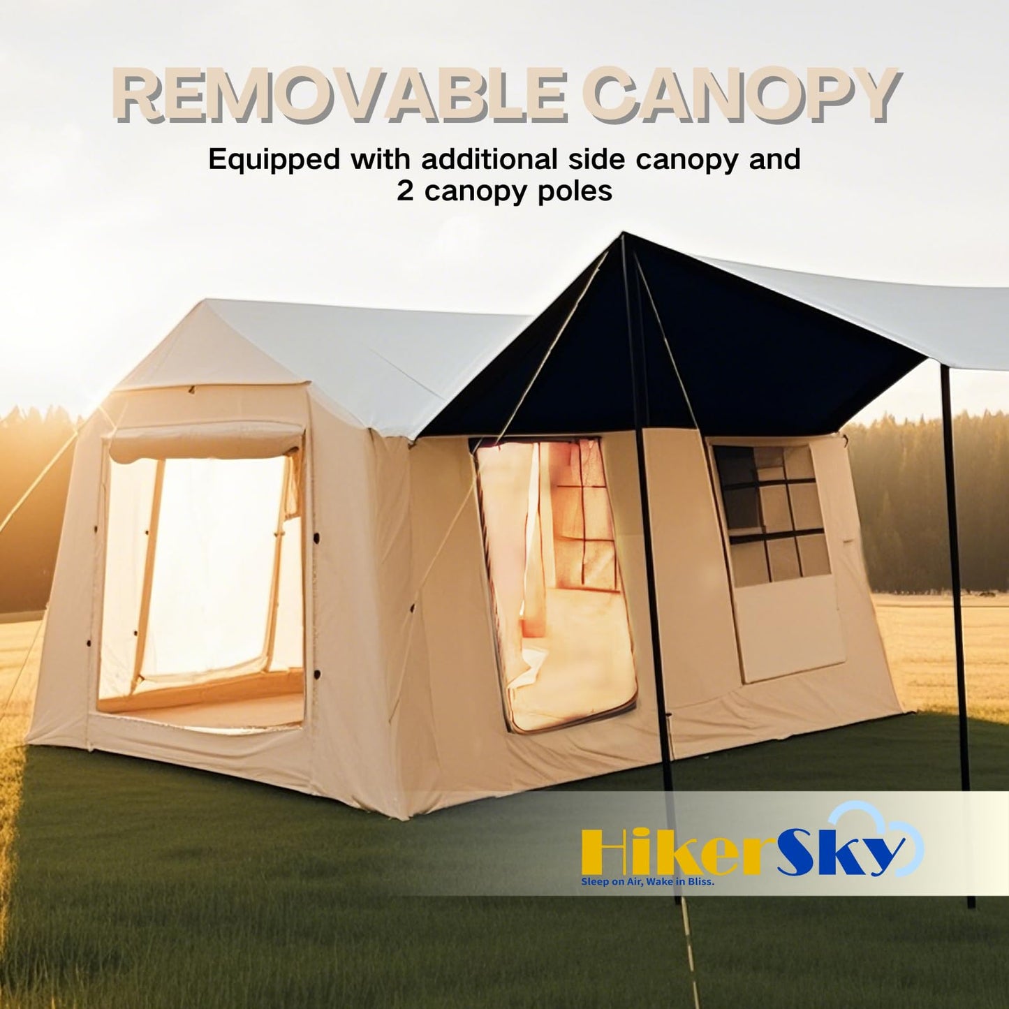 Hikersky Inflatable Tent for Camping, Easy Set-Up with Hand Pump, Portable 4 Season Blow Up Tent, in Waterproof Oxford, Outdoor Use for 4-6 & 6-8 Person (420D Oxford)