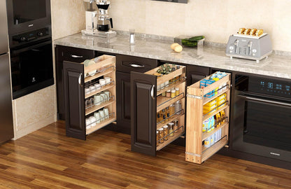 4 Tier Pull Out Spice Rack Holder Shelves (6.5" W x 22" D), spice organization for cabinet Storage Organization, pull out spice racks for inside cabinets