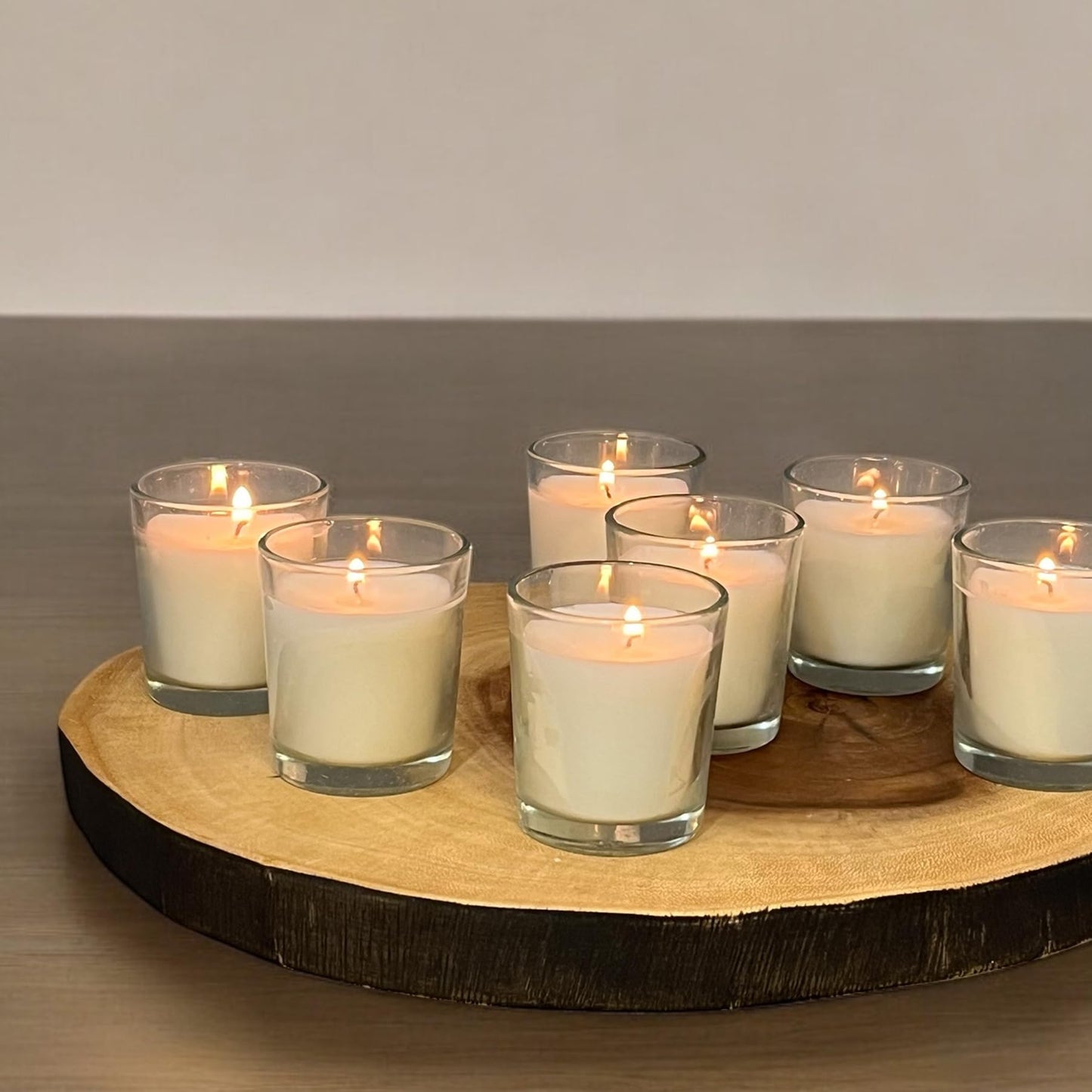 Stonebriar 48 Pack Unscented Long Burning Clear Glass Ivory Wax Filled Votive Candles