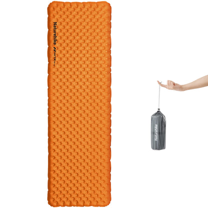 Naturehike Ultralight Insulated Sleeping Pad with R5.8, 3.2in Thickened Patchworkable Inflatable Double Sleeping Mat for Camping, Hiking, Climbing with Inflatable Bag (Orange-Rectangular-Large)