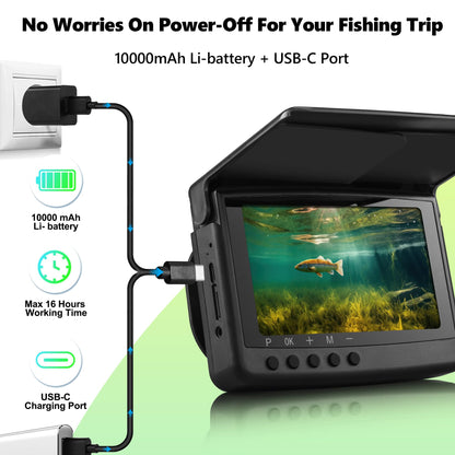 2026 𝐍𝐄𝐖 [Audio+Video Record] HD1080P Ice Fishing Camera w/DVR 32GB, 10000mAh, 5'' OLED, Ice Fishing Camera Underwater Portable Fish Finder Fishing Gift for Men, IR, Boat and Ice Fishing, 65FT