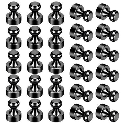 GOOZADA 24 Pack Black Fridge Magnets,Strong Refrigerator Magnets,Magnetic Push Pins for Whiteboard,Office,Classroom,Kitchen,Lockers