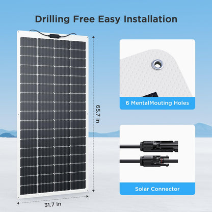 Callsun 400W Flexible Solar Panel Set (2x200W), Cool-Running White Design, Premium ETFE Solar Array, Weatherproof Power Solution for Catamaran, Large RV, and Shed