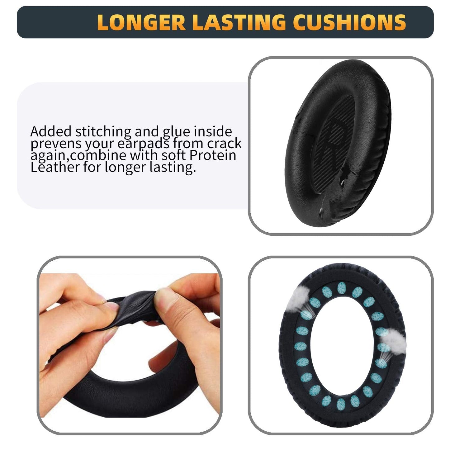 Premium Replacement Ear Pads for Bose QC35 & QC35ii Headphones Made by GEVO- Comfortable Adaptive Memory Foam and Extra Durable - Fits QuietComfort 35 & 35ii / SoundLink 1&2 AE（Over-Ear） (Black)