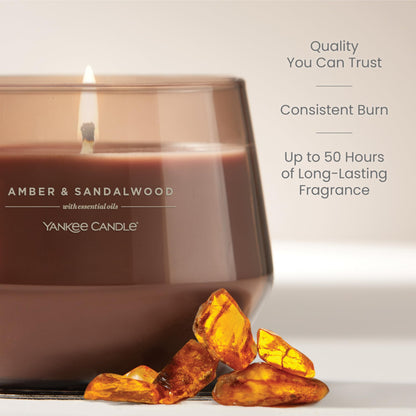 Yankee Candle Studio Scented Candle, Jar Candle for Home Fragrance, Premium Plant Wax Blend, Long Lasting Burn, Room Filling Fragrance, Amber & Sandalwood (Pack of 1)