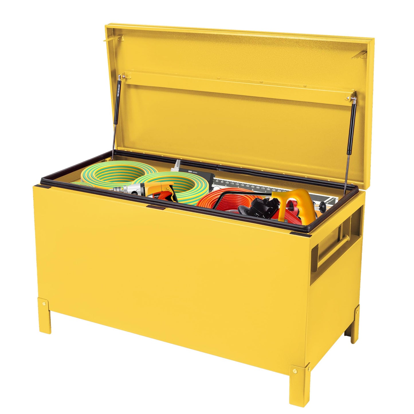 GarveeLife Heavy Duty Steel Truck Bed Tool Box - 48" XXL Lockable Jobsite Storage Chest - Weather-Resistant, Safe Hinge, Tongue Lock - Pickup, Trailer, Garage Use - 48"x 24"x 24", Yellow