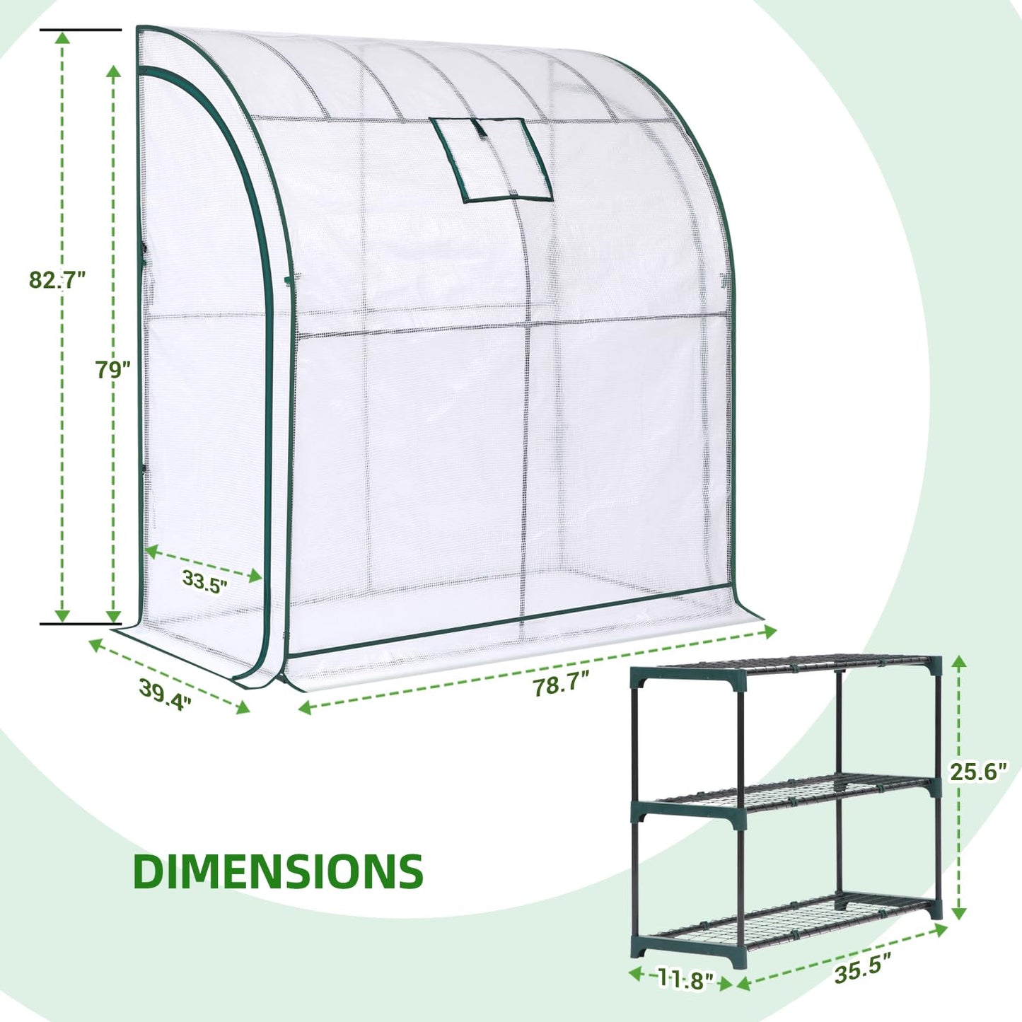Ohuhu Portable Lean to Greenhouse with 3 Pack Plant Shelves, White