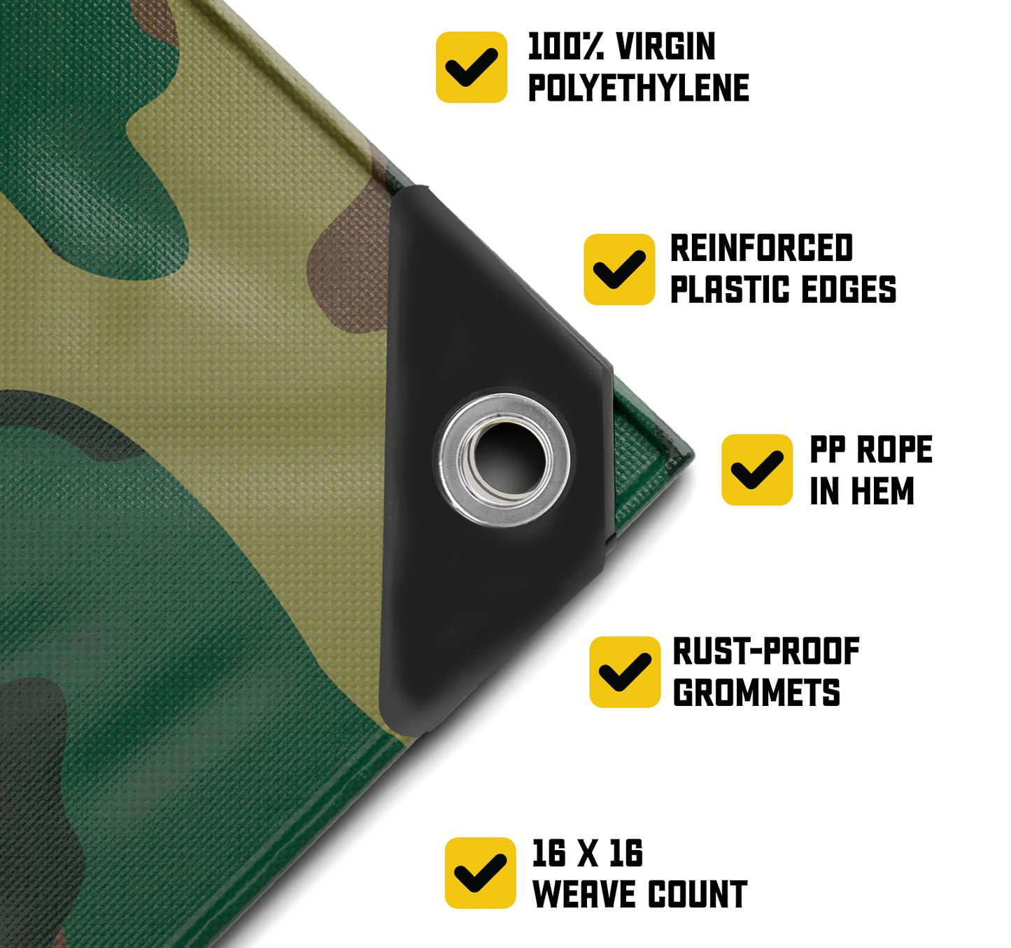 Core Tarps Extreme Heavy Duty 20 Mil Tarp Cover, Waterproof, UV Resistant, Rip and Tear Proof, Poly Tarpaulin with Reinforced Edges for Roof, Camping, Patio, Pool, Boat (Camouflage/Green 24′ X 30′)