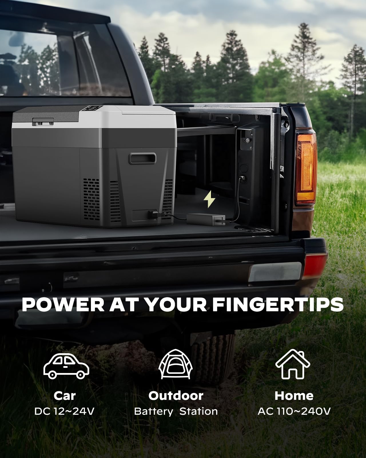 Silonn 24QT Electric Cooler, 12 Volt Car Refrigerator, Portable Car Fridge with Battery Power Option, 12/24V DC & 110-240V AC, Road Trips -4°F to +68°F