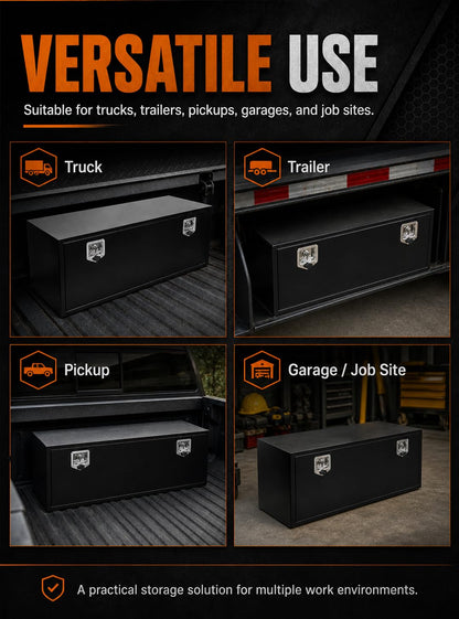 48" Underbody Truck Tool Box, Heavy Duty Steel Underbody Toolbox with T-Handle Lock & Weatherproof Seal, Lockable Truck Trailer Tool Box for Pickup, Semi Truck, RV, Flatbed, Tractor – 48 x 18 x 18