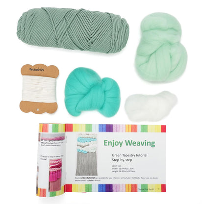 Weaving Loom for Beginners Adults/Kids and 1 Set of Weaving Works Complete Yarn Kit with Detailed Friendly Instructions, Parents and Children in The Holiday Experience Weaving Brings Fun Green