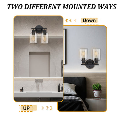 Pia Ricco 2-Light Bathroom Vanity Light Fixtures, Oil Rubbed Bronze, Glass Shades, Model 41922
