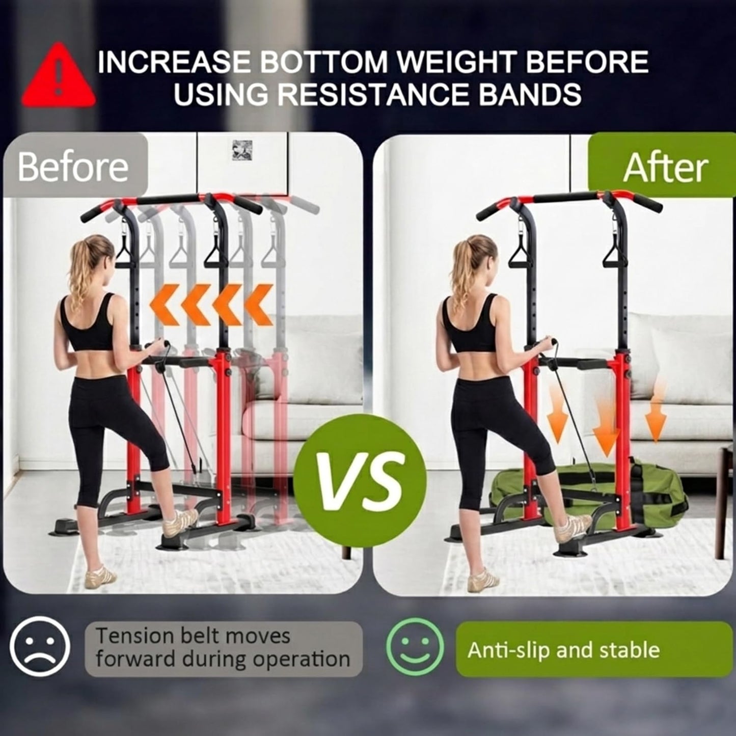Trlakepreble Power Tower Pull Up Bar,Pull-Up Rack Dip Station,Height Adjustable Multi-functional Home Strength Training Gym Equipment, Save Space,People Below 6 feet