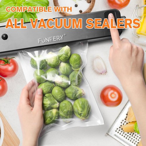FUNFERY Vacuum Sealer Bags - Precut Food Storage, 200 Quart, 8" x 12", BPA Free for Sous Vide & Freezer Use