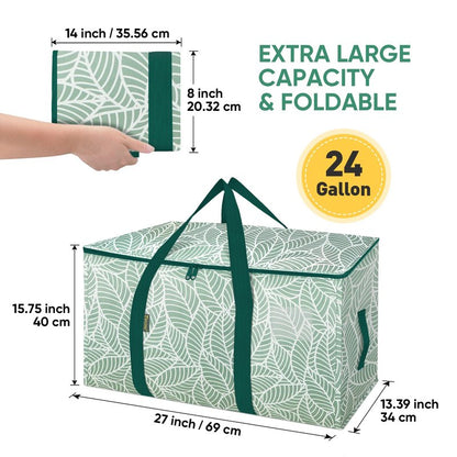 BALEINE 2-Pack Oversized Moving Bags with Reinforced Handles, Heavy-Duty Storage Tote for Clothes, Moving Supplies (Antique Folidage, 2-Pack)
