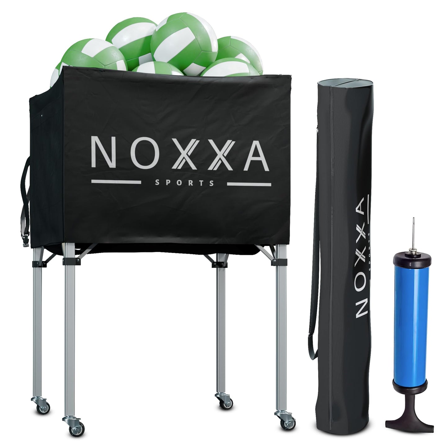 NOXXA Volleyball Cart with Wheels - Portable Volleyball Ball Cart Bag on Wheels, Collapsible Sports Ball Equipment Storage Cart for Volleybal, Indoor and Outdoor.