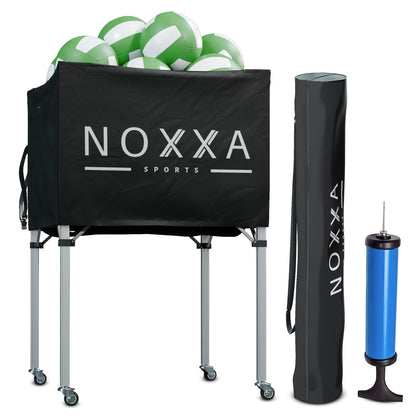 NOXXA Volleyball Cart with Wheels - Portable Volleyball Ball Cart Bag on Wheels, Collapsible Sports Ball Equipment Storage Cart for Volleybal, Indoor and Outdoor.