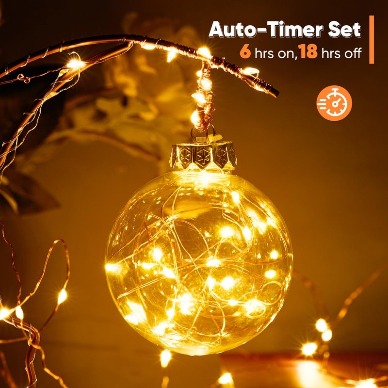 Ariceleo 1 Pack 32.8 Ft. Battery Operated Outdoor String Lights with Remote & Timer, LED Warm White Fairy Lights, Waterproof Twinkle Lights for Bedroom, Dorm, Mason Jar, Wedding, Party, Christmas
