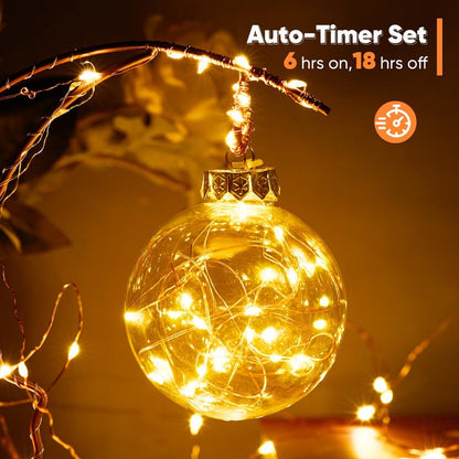 Ariceleo 1 Pack 32.8 Ft. Battery Operated Outdoor String Lights with Remote & Timer, LED Warm White Fairy Lights, Waterproof Twinkle Lights for Bedroom, Dorm, Mason Jar, Wedding, Party, Christmas