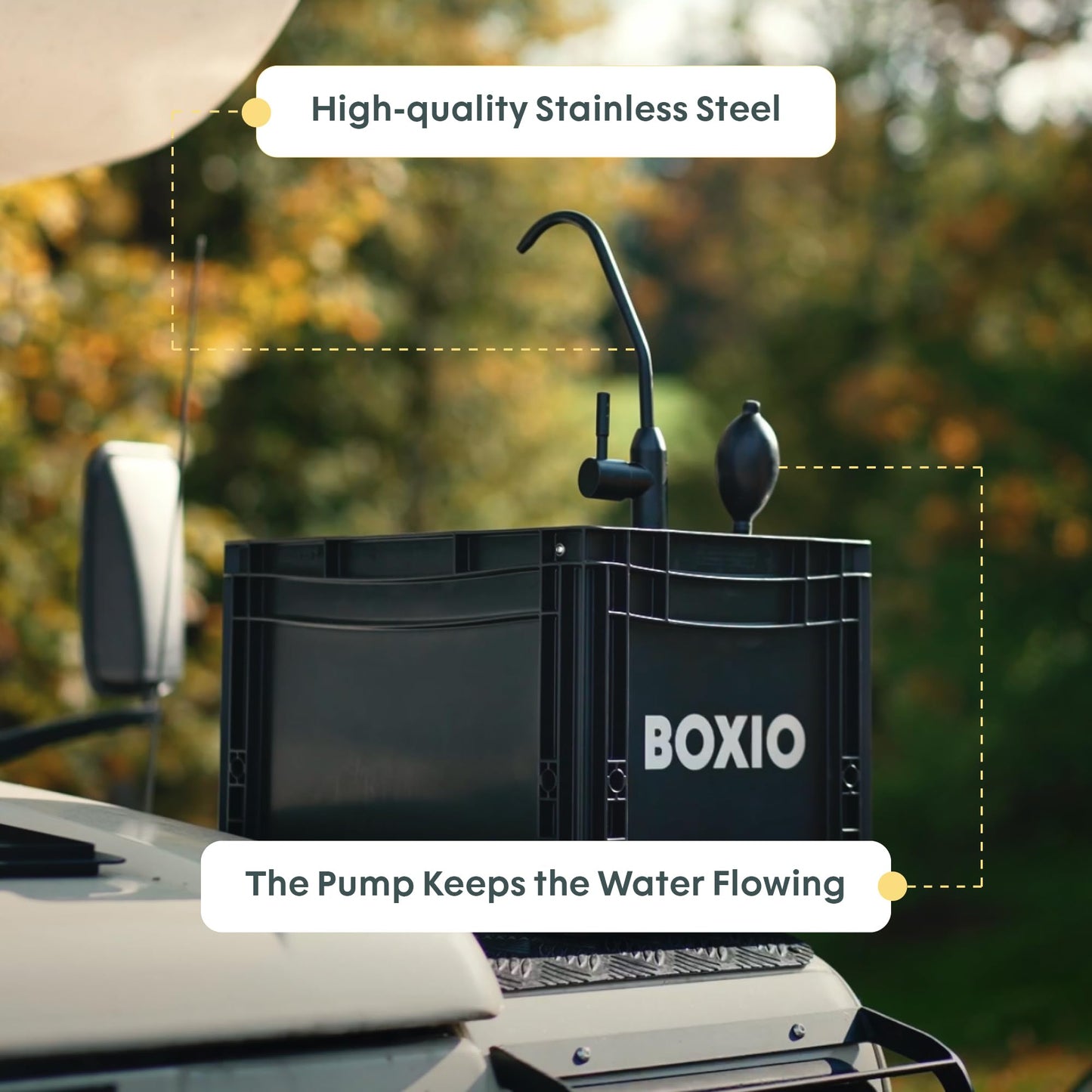 BOXIO - Wash: Portable Sink & Handwashing Station for Camping & RV Life, Ideal camping gear for outdoor kitchens & hygiene onthego, Portable Washer for Garden, Boat, Hunting, Worksite & Outdoor Events