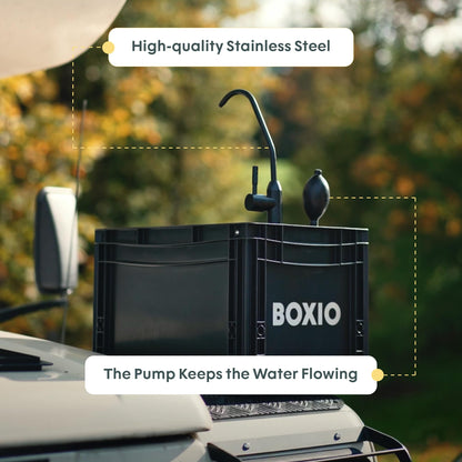 BOXIO - Wash: Portable Sink & Handwashing Station for Camping & RV Life, Ideal camping gear for outdoor kitchens & hygiene onthego, Portable Washer for Garden, Boat, Hunting, Worksite & Outdoor Events
