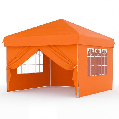 10'X10' Easy Pop Up Canopy Tent with 4 Detachable Window Sidewalls - Waterproof Outdoor Portable Canopy with Carry Bag & Guy Lines - for Camping, Outdoor Parties and Events