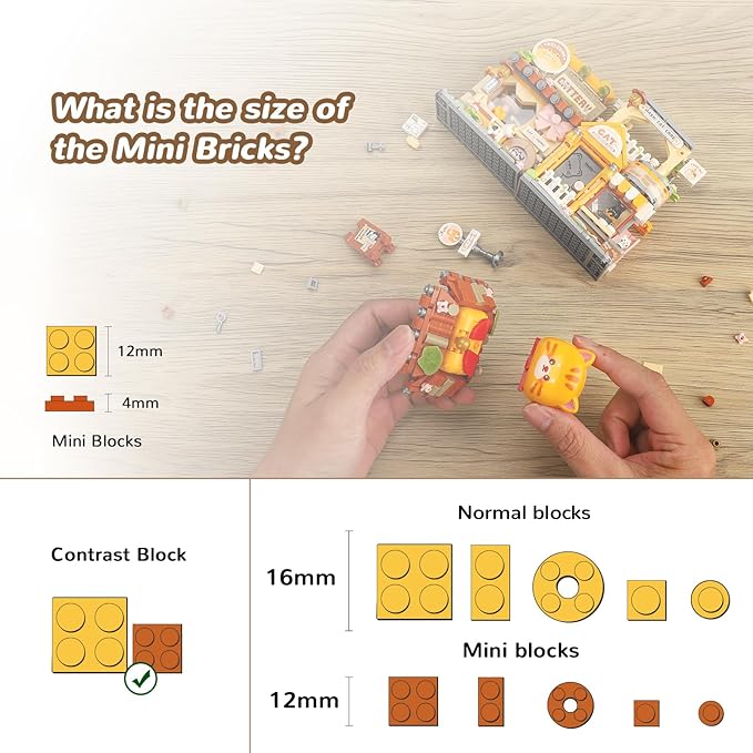 Street View Cute Cat Shop Mini Building Blocks MOC Creative Building Toys Cute Animals Building Set for Girls 6-12 Simulation Architecture Construction Toy Gift Idea for Kids Adults (917 PCS)