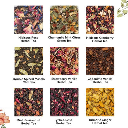 VAHDAM Mother’s Day Gift – Top 9 Exotic Loose Leaf Tea Sampler (18+ Cups) – Floral & Fruity Blends – Hot & Iced Tea Variety Pack | Gift for Mom & Women
