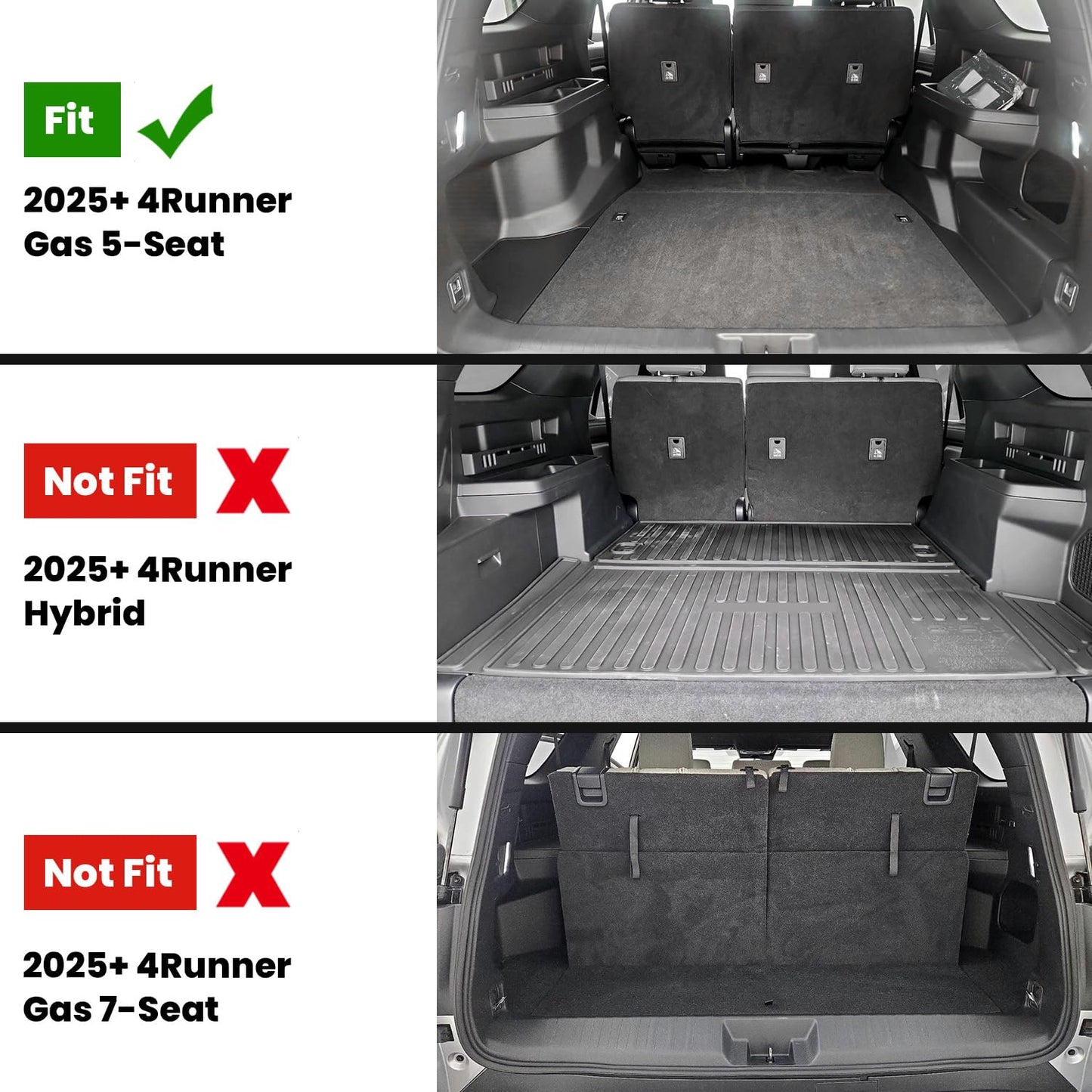 LASFIT Trunk Mat&Backrest Mat for Toyota 4Runner 2025-2026 5-Seater Gas Only(Not Fit Hybrid or 7-Seater), All Weather TPE Custom Fit Cargo Liner for 6th gen 4Runner SR5/TRD/Limited Cargo Mat