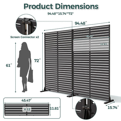 Trygoal Privacy Fence Screen with Stand 6 Panel 72" H×47" W HDPE Decorative Privacy Panels with Stand, Air Conditioner Fence Panels, Privacy Screen for Outdoor Backyard, Balcony, Pool