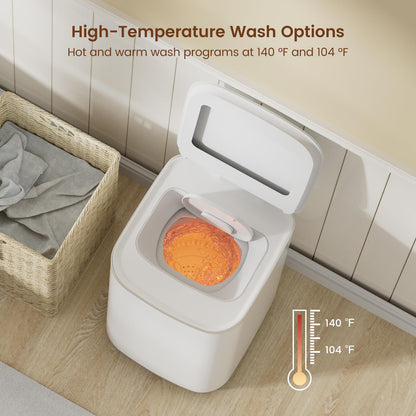 HAVA Portable Washing Machine, 0.8 Cu. Ft. Capacity Mini Washer & Spin Dryer, Fully Automatic with 8 Wash Programs, Hot Wash Options & Upward Drainage, Space Saving for Apartments, Dorms, and RVs