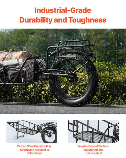 VEVOR Bike Cargo Trailer, 70lbs Load Capacity, Bicycle Trailer with 20 in Wheels, Foldable Bike Wagon, Heavy-Duty Bicycle Cart Fits Most Bike Models, for Shopping Traveling & Carrying Stuff