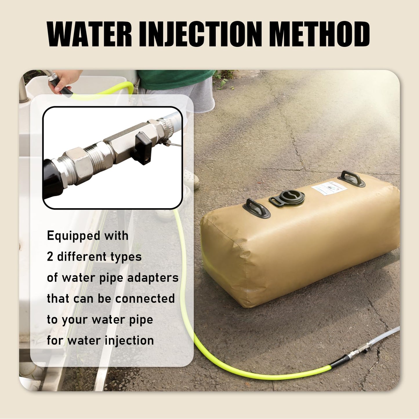 LATHEVEE Yellow Drinking Water Storage Bladder,50 Gallon Portable Water Bladder Tank, RV Water Tank, Can Be Used for Storing Drinking Water, Camping, Traveling, Wilderness Survival Patrols, Etc.