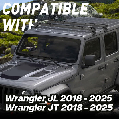 420 LBS Roof Rack Cross Bars,Adjustable 39.4-61 inch Roof Rail Crossbars Fit for Jeep Wrangler JL JT 2018-2025 (2/4 Door Hardtop), Rooftop Cargo Bag Kayak Bike Carrier