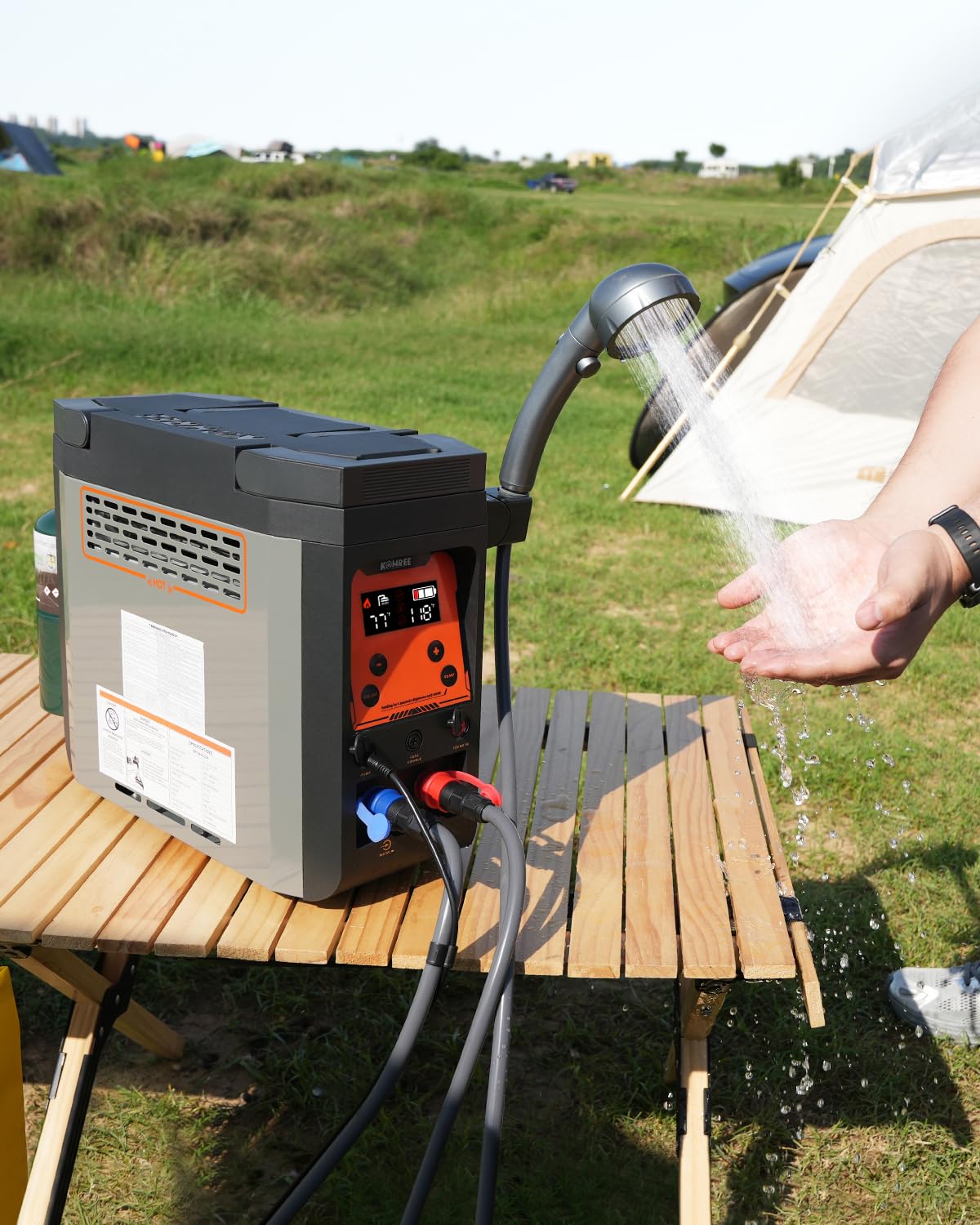 Kohree Helios 20 Pro, Portable Water Heater, 20,000 BTU 4000mAh Rechargeable Battery, Shower Pump, Propane Water Heater for Outdoor Camping Cleaning