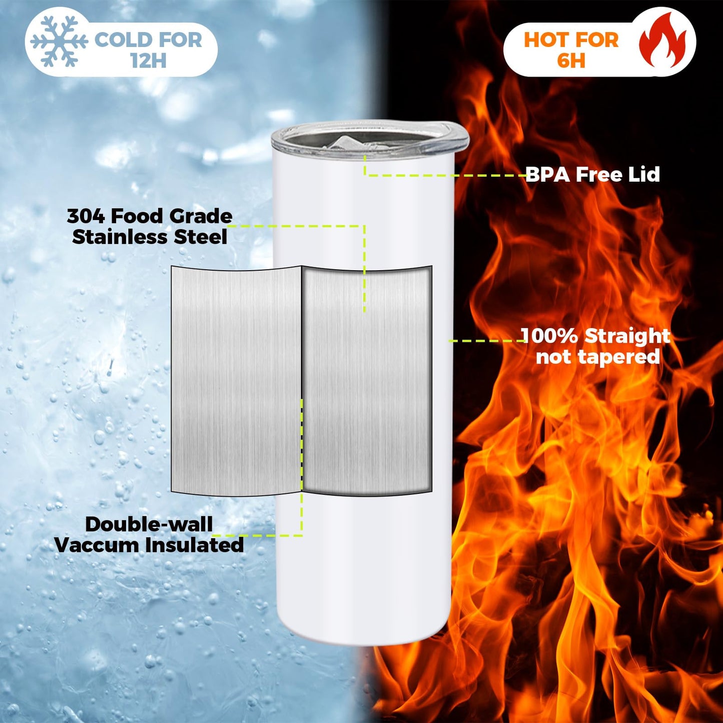 ZREGGUR 25 packs Metal mugs 30 oz sublimation Blanks tumblers skinny straight Double Wall coffee cups stainless steel travel Vacuum Insulated tumbler with lids and straws, White