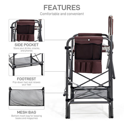 EVER ADVANCED 30.7" Seat Height Directors Chair for Makeup Artist with Side Table Easy Get in Out for Elderly Tall Camping Chair Supports 350lbs Red