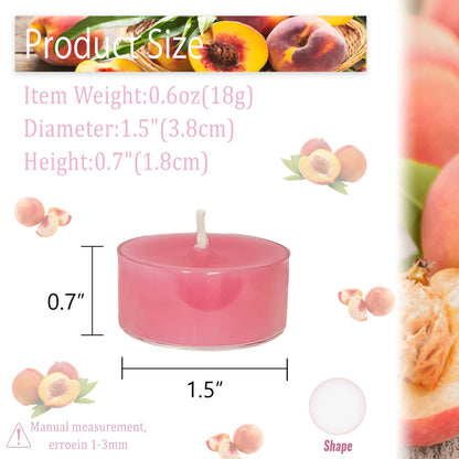 Hot Pink Tea Lights Set of 24, Peach Scented Tealight Candles, Handmade Tea Candles, Long Burning Tealights for Romantic Wedding Home Decor Gift