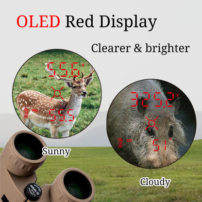 SG SURGOAL 8x32 Laser Rangefinder Binoculars 3000 Yards, OLED Red Display, Angle Compensated, IPX4 Waterproof Hunting Range Finder with 1/4” Thread for Tripod Mount