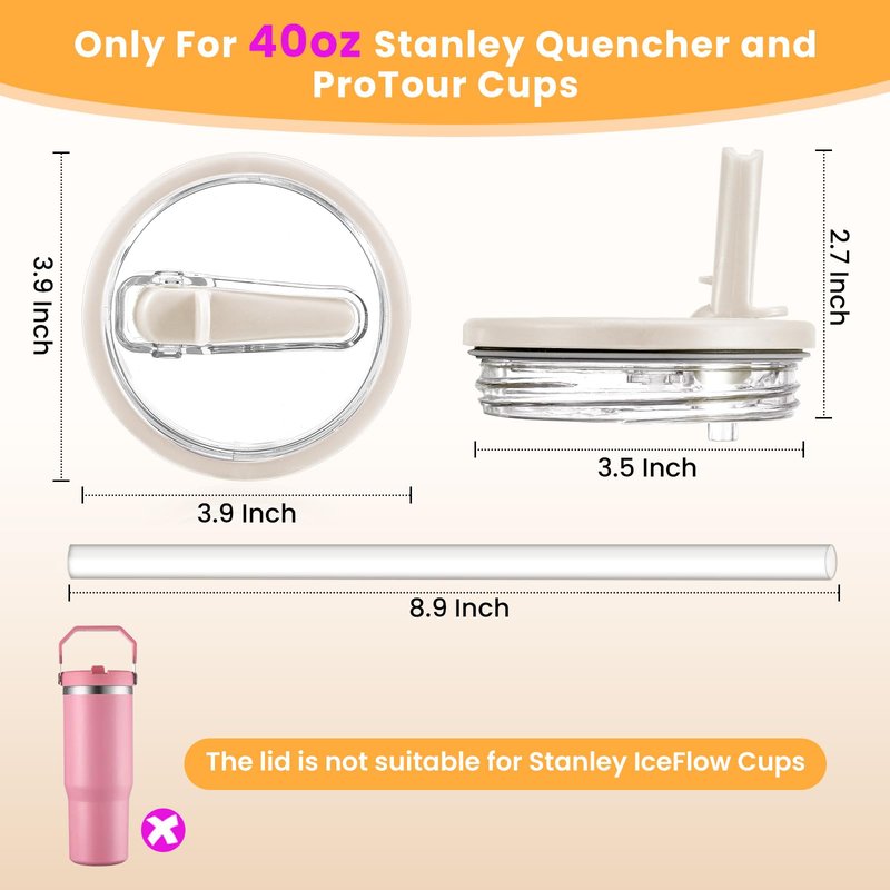 ANTAND 40oz Flip Straw Leak Proof Lid for Stanley H2.0 Quencher Protour Tumbler, 2 Pack Spill Proof Lid Replacement Straw Cover Top for 40 OZ Stanley Cup Accessories (Ash, Blue Spruce)