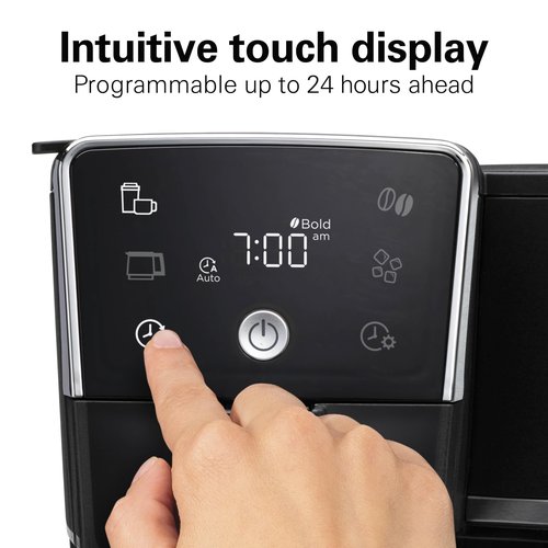Hamilton Beach 2-Way 12 Cup Programmable Drip Hot and Iced Coffee Maker & Single Serve Coffee Machine, Glass Carafe, Auto Pause and Pour, Black (47500J)