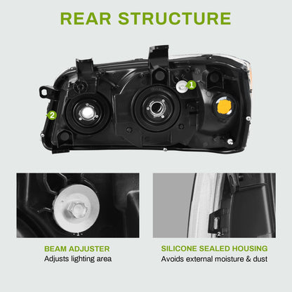AUTOSAVER88 Headlights Assembly Compatible with 01 02 03 2001 2002 2003 Highlander 01-03 2001-2003 Headlamps Pair Chrome Housing Amber Reflector