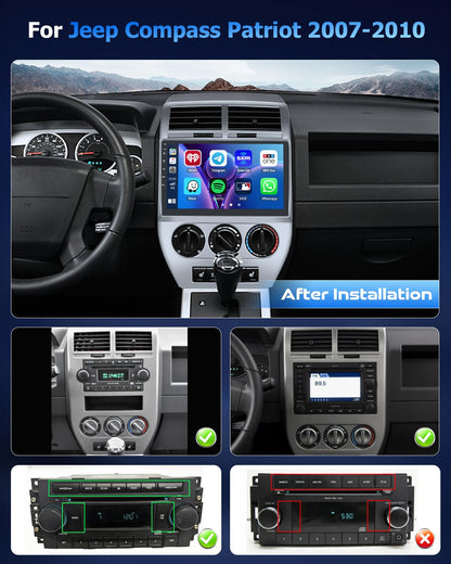 [4+64G] Hikity for Jeep Compass Patriot 2007 2008 2009 2010 Android Car Stereo, 10.1 Inch Touchscreen Radio Carplay/Android Auto GPS Navigation WiFi Bluetooth FM RDS + AHD Backup Camera