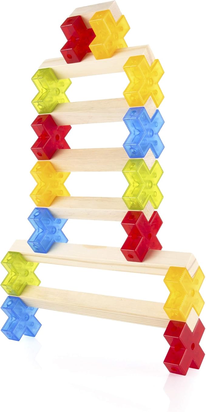 Guidecraft Texo 100 Piece Set - 3D Geometric Designs Educational Interlocking Shapes- Architectural Building-Bricks STEM Toys for Kids