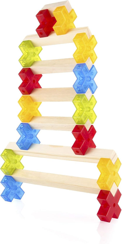 Guidecraft Texo 100 Piece Set - 3D Geometric Designs Educational Interlocking Shapes- Architectural Building-Bricks STEM Toys for Kids