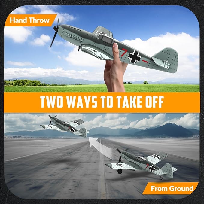 volantexrc RC Plane 3 Channel Remote Control Airplane Fighter Toys 2.4GHz 6-axis Gyro Stabilizer RTF Glider Aircraft Plane Easy to Fly for Adults Beginners (BF109)