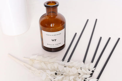 WEALD TRIBE Flower Reed Diffuser Set Vanilla Cinnamon Scent for Bathroom Air Fresheners | 4.0 fl oz Essential Oils with Sticks Home Fragrance Defusers | House Bedroom Office Shelf Decor & Gift