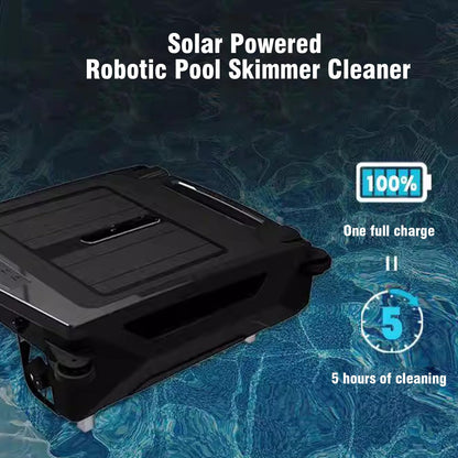 Solar Pool Skimmer with 2500Mha Battery/Large Capacity Debris Basket, Automatic Pool Cleaner, Dual Mode Cleaning, Intelligent Route Planning